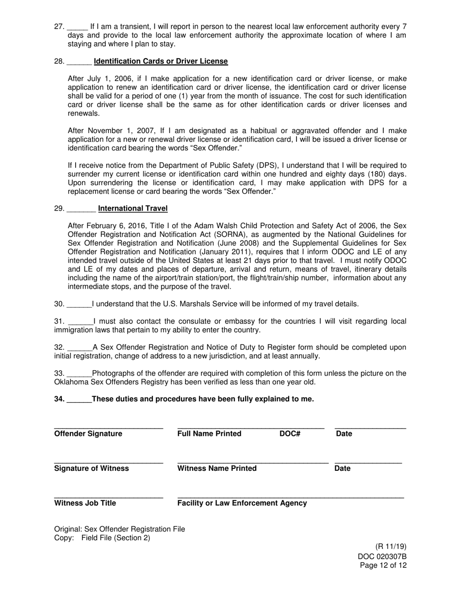 Doc Form 020307b Download Printable Pdf Or Fill Online Sex Offender