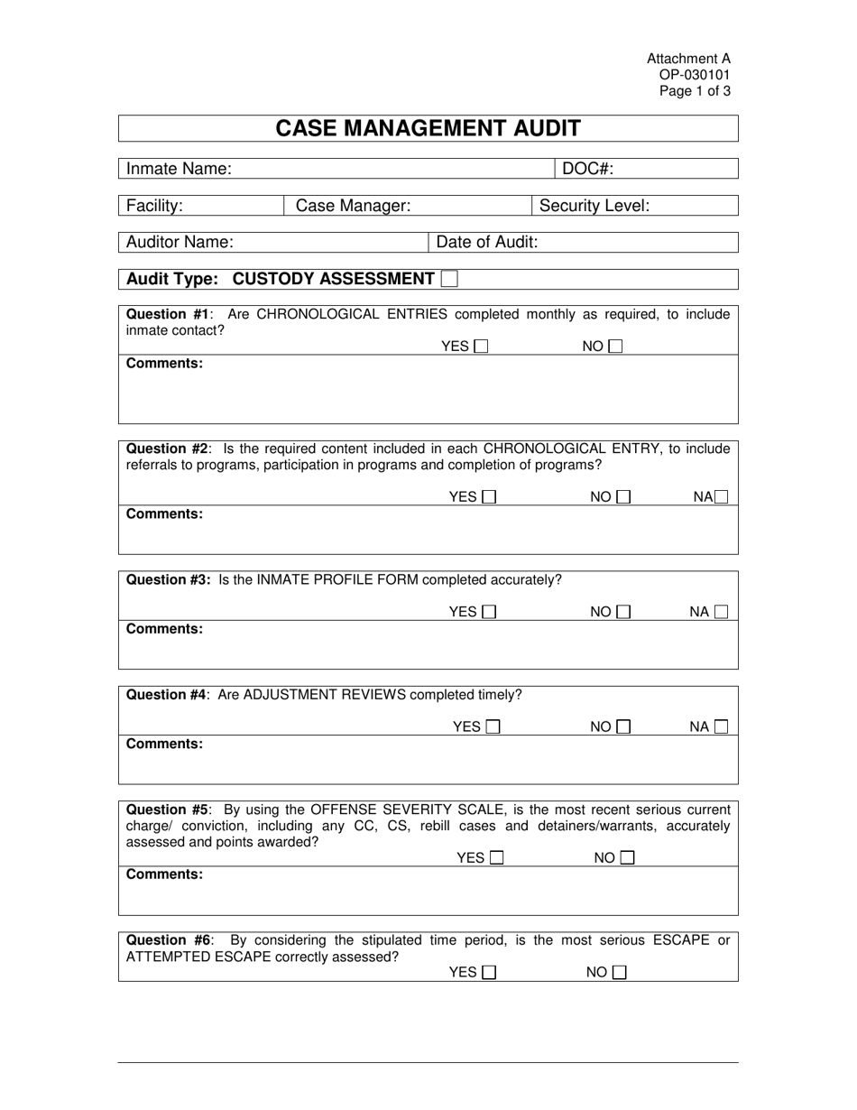 Form OP-030101 Attachment A Case Management Audit - Oklahoma, Page 1