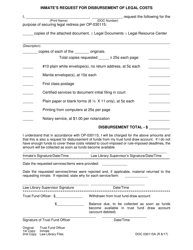 Document preview: DOC Form 030115A Inmate's Request for Disbursement of Legal Costs - Oklahoma