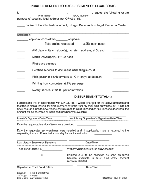 DOC Form 030115A  Printable Pdf