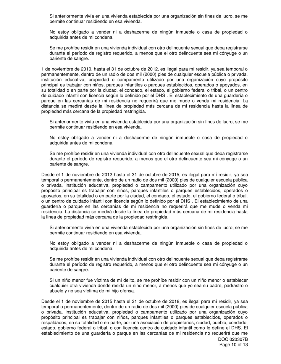 DOC Formulario 020307B Registro De Delincuentes Sexuales Y Aviso De Deber De Registrarse - Oklahoma (Spanish), Page 10
