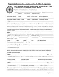 DOC Formulario 020307B Registro De Delincuentes Sexuales Y Aviso De Deber De Registrarse - Oklahoma (Spanish)