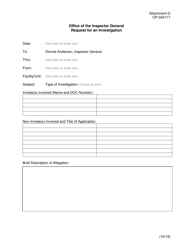 Document preview: Form OP-040117 Attachment G Request for an Investigation - Oklahoma