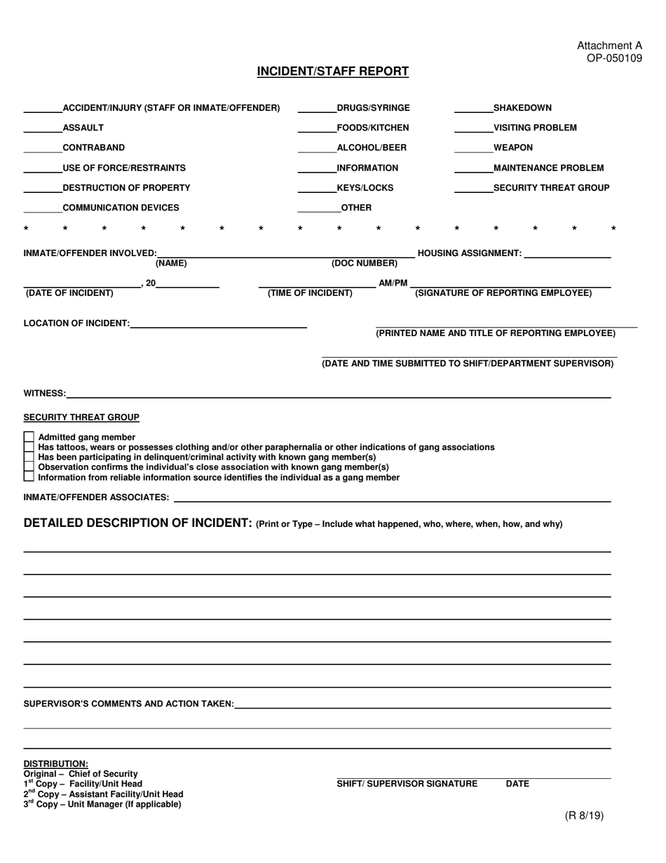 Form OP-050109 Attachment A Incident / Staff Report - Oklahoma, Page 1