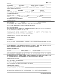 DOC Form 050103C Escape Checklist - Oklahoma, Page 2