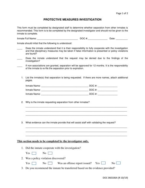 DOC Form 060106A  Printable Pdf