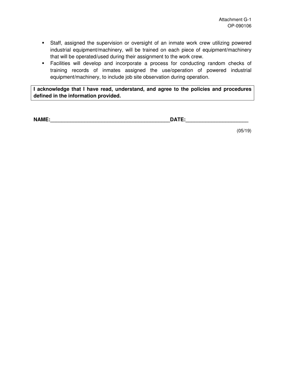 Form OP-090106 Attachment G-1 Use / Operation of Equipment and Machinery - Oklahoma, Page 2