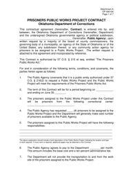 Form OP-090106 Attachment A Prisoners Public Works Project Contract - Oklahoma