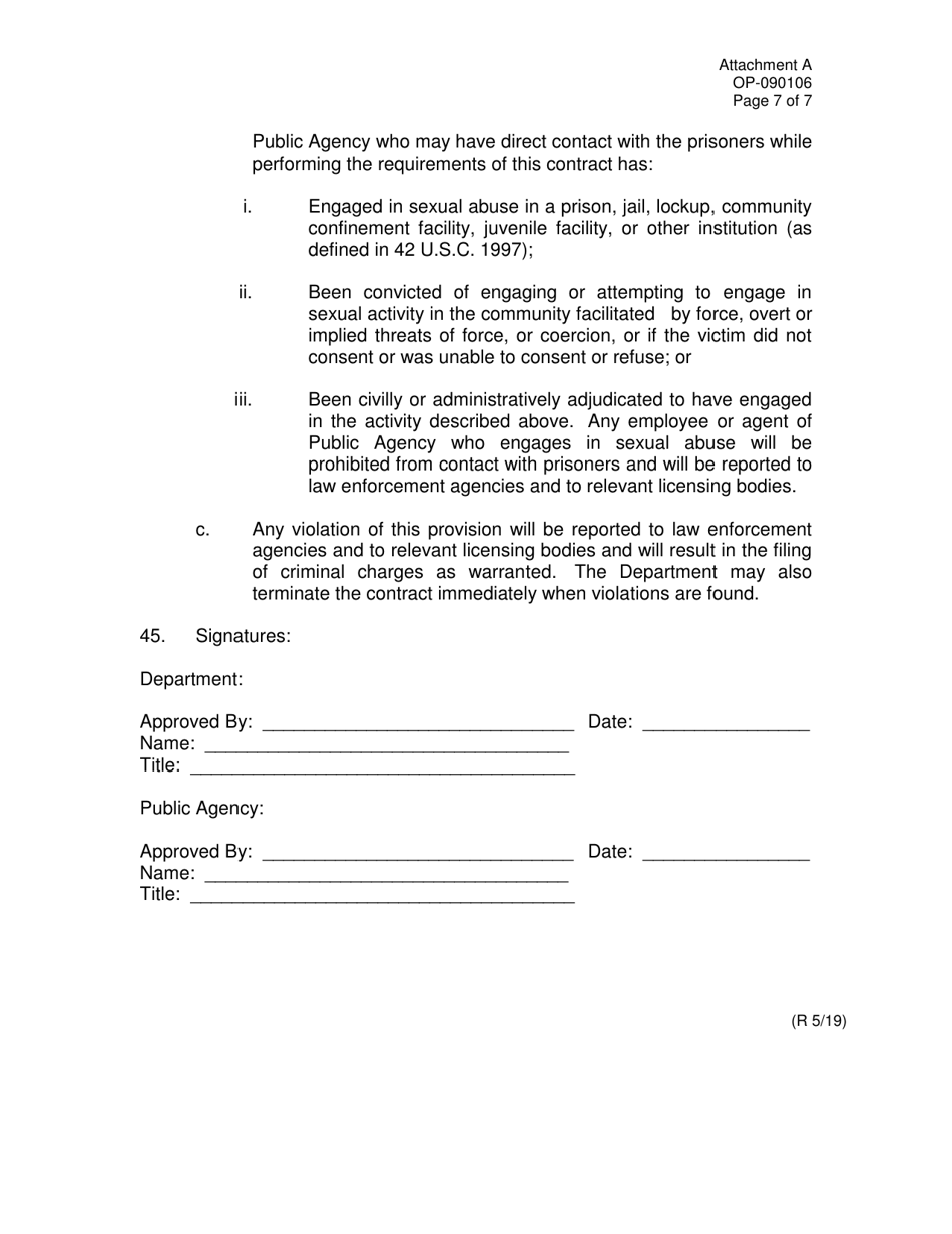 Form OP-090106 Attachment A Prisoners Public Works Project Contract - Oklahoma, Page 7