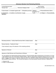 Document preview: DOC Form 090124B Grievance Decision From Reviewing Authority - Oklahoma