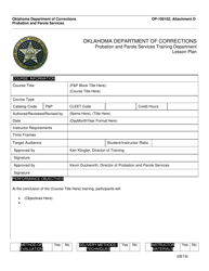 Form OP-100102 Attachment D Probation and Parole Services Training Department Lesson Plan - Oklahoma