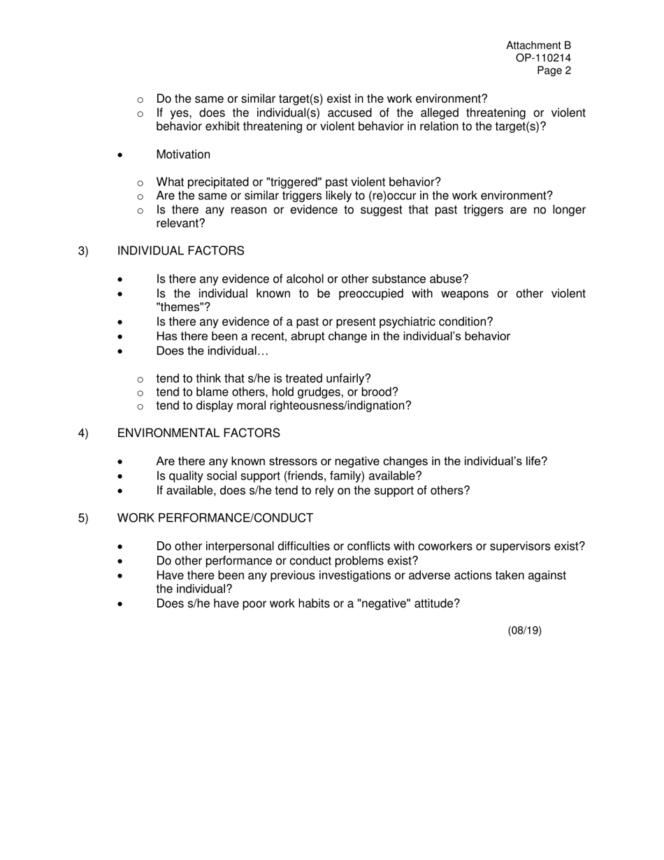 Form OP-110214 Attachment B Workplace Violence Assessment Guidelines (re-View) - Oklahoma, Page 2