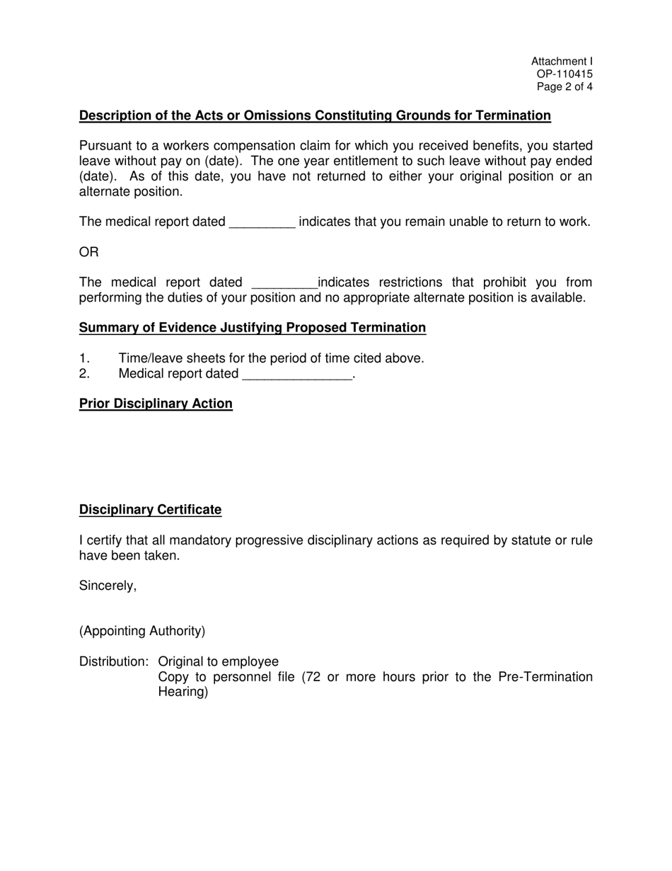 Form OP-110415 Attachment I Example / Notice of Pre-termination Hearing and Termination - Oklahoma, Page 2