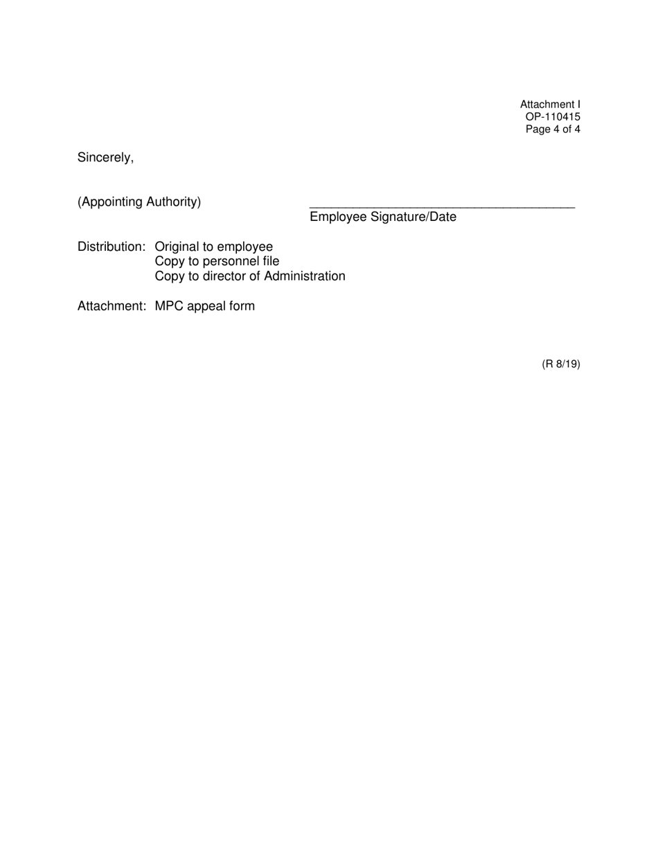 Form OP-110415 Attachment I Example / Notice of Pre-termination Hearing and Termination - Oklahoma, Page 4