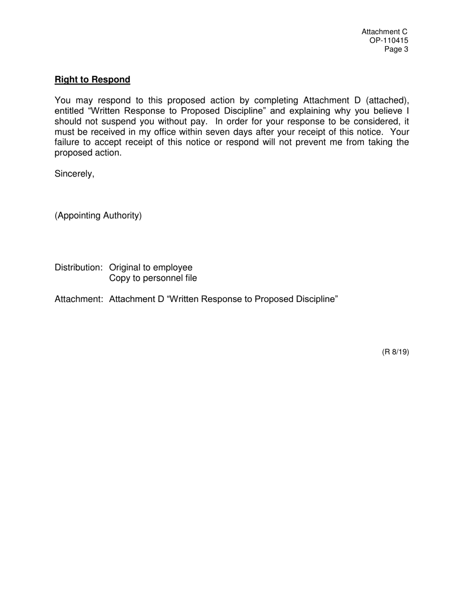Form OP-110415 Attachment C Example / Notice of Proposed Suspension Without Pay - Oklahoma, Page 3
