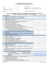 Document preview: DOC Form 130107 A-2 Weekly Housing Unit/Living Area Inspection Report - Oklahoma