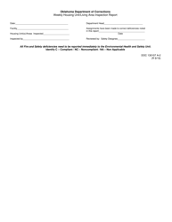 DOC Form 130107 A-2 Weekly Housing Unit/Living Area Inspection Report - Oklahoma, Page 2