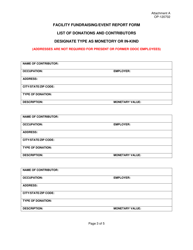 Form OP-120702 Attachment A Facility Fundraising/Event Report Form for Oklahoma Ethics Commission - Oklahoma, Page 3