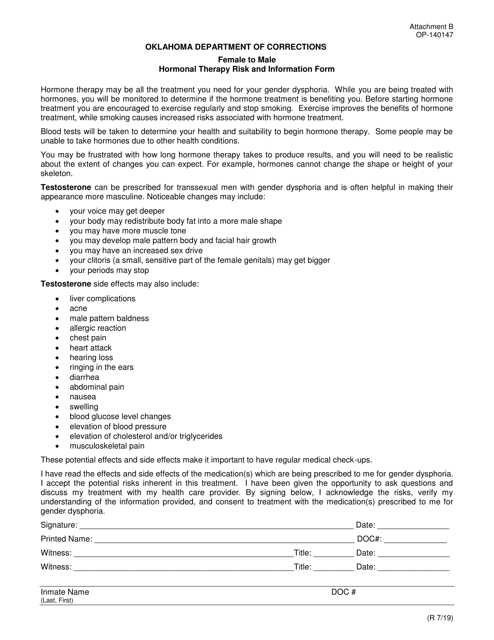 Form OP-140147 Attachment B  Printable Pdf