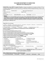 Document preview: DOC Form 140130H Medication Error Reporting Form - Oklahoma