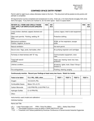 Form OP-150320 Attachment B &quot;Confined Space Entry Permit&quot; - Oklahoma