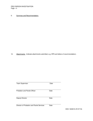 DOC Form 160301A Pre-pardon Investigation - Oklahoma, Page 6