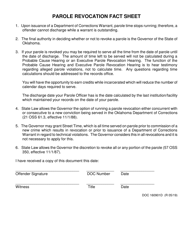Document preview: DOC Form 160901D Parole Revocation Fact Sheet - Oklahoma