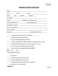 Document preview: Form OP-160901 Attachment A Warrant Review Checklist - Oklahoma