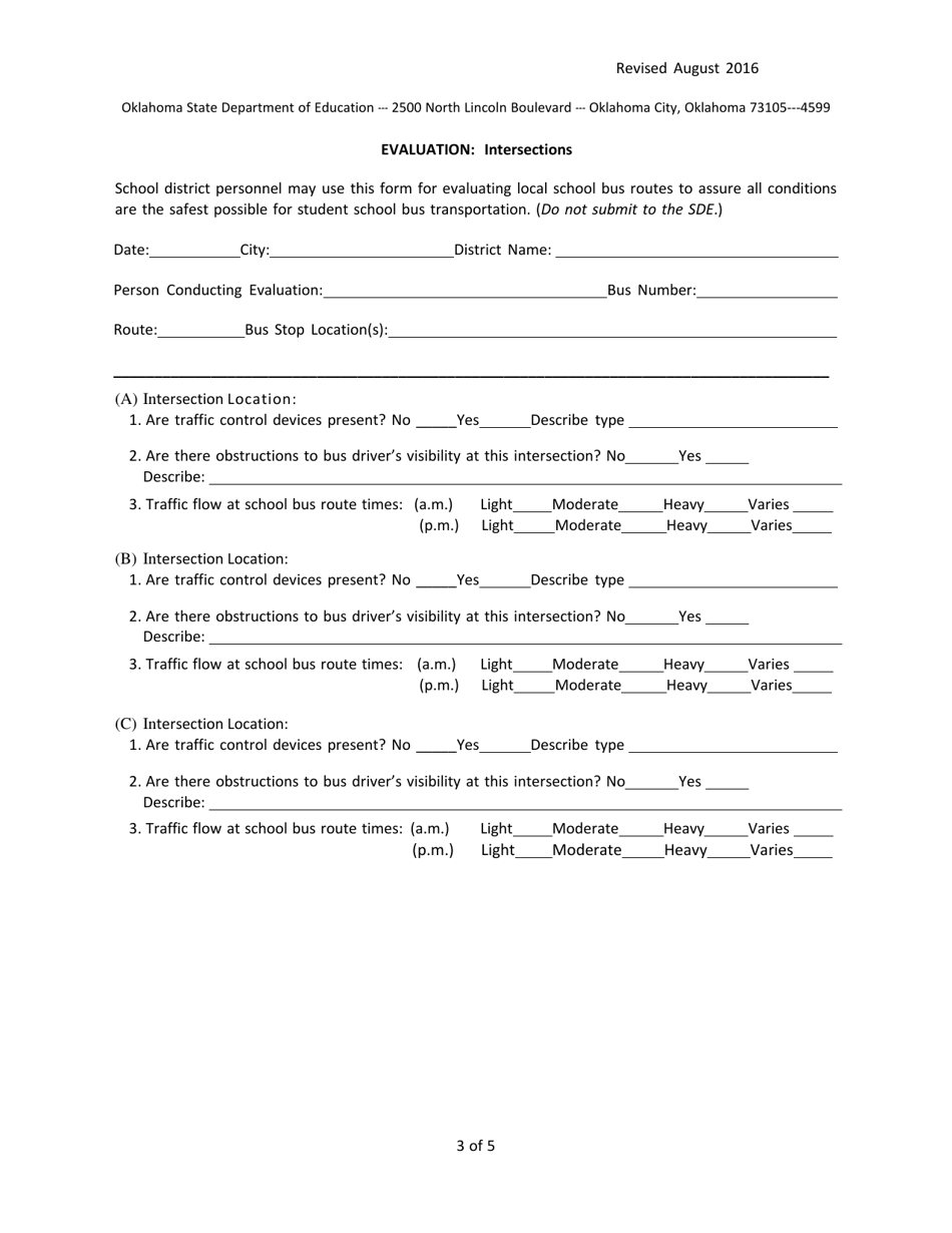 Evaluation: School Bus Stop Areas for Student Pickup / Discharge - Oklahoma, Page 3
