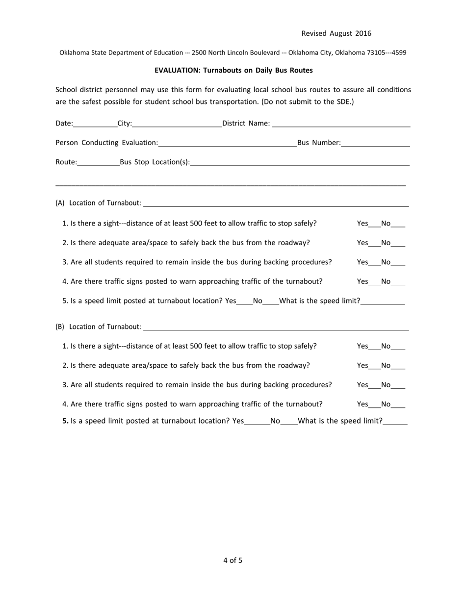 Evaluation: School Bus Stop Areas for Student Pickup / Discharge - Oklahoma, Page 4