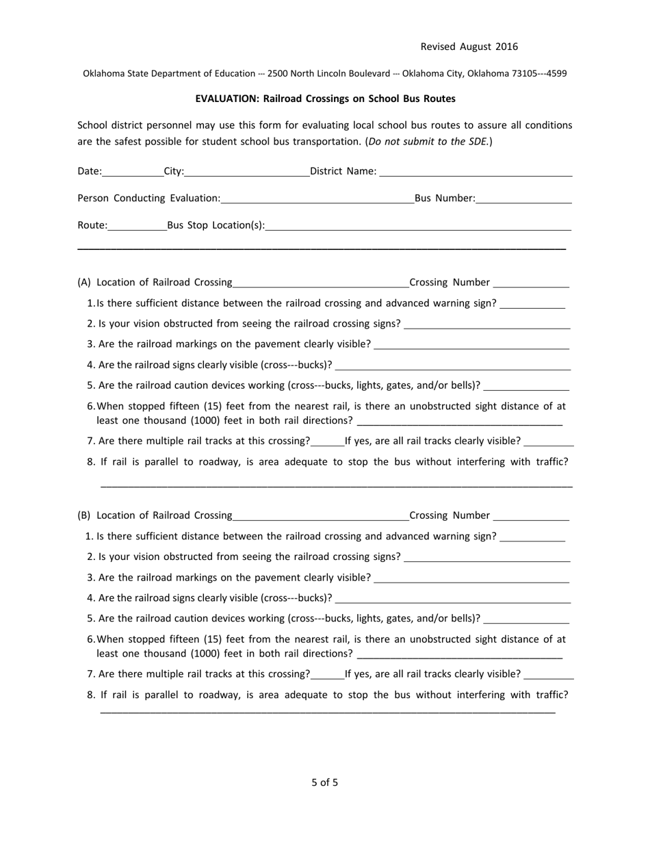 Evaluation: School Bus Stop Areas for Student Pickup / Discharge - Oklahoma, Page 5