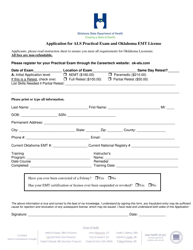 Application for Als Practical Exam and Oklahoma Emt License - Oklahoma
