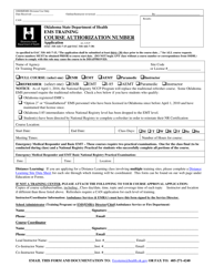 Document preview: EMS Training Course Authorization Number Application - Oklahoma