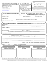 Document preview: Criminal History Record Information Request - Oklahoma