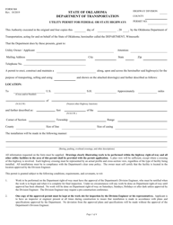 Form M4 Utility Permit for Federal or State Highways - Oklahoma