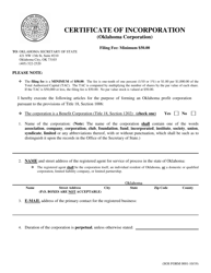 SOS Form 0001 Certificate of Incorporation (Oklahoma Corporation) - Oklahoma, Page 3