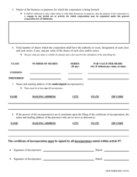 SOS Form 0001 Certificate of Incorporation (Oklahoma Corporation) - Oklahoma, Page 4