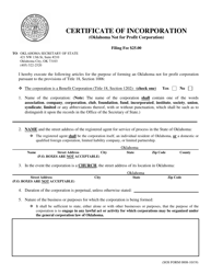 SOS Form 0008 Certificate of Incorporation (Oklahoma Not for Profit Corporation) - Oklahoma, Page 3