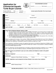 Application for Commercial Aquatic Turtle Buyer License - Oklahoma, Page 3