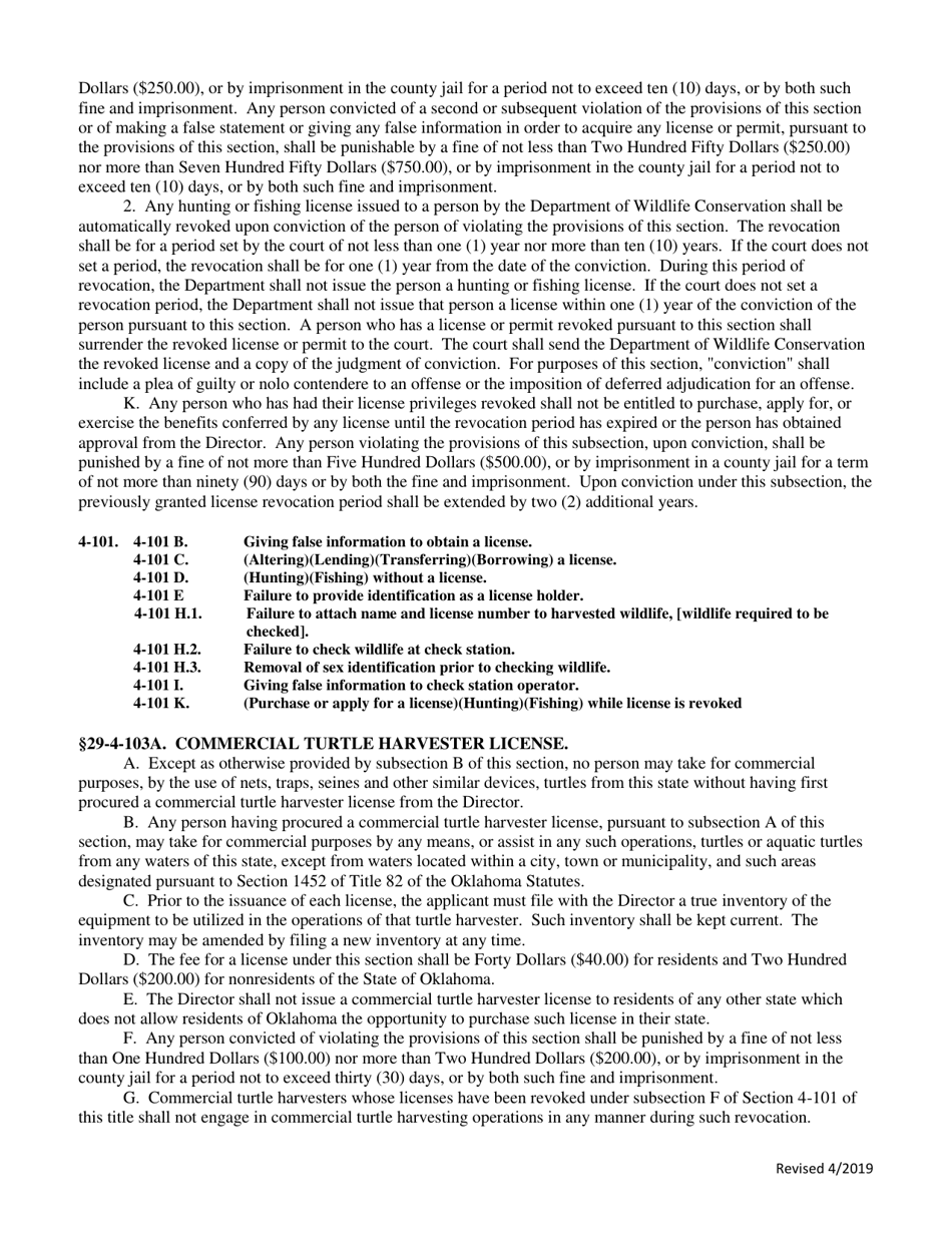 Application for Commercial Aquatic Turtle Buyer License - Oklahoma, Page 9