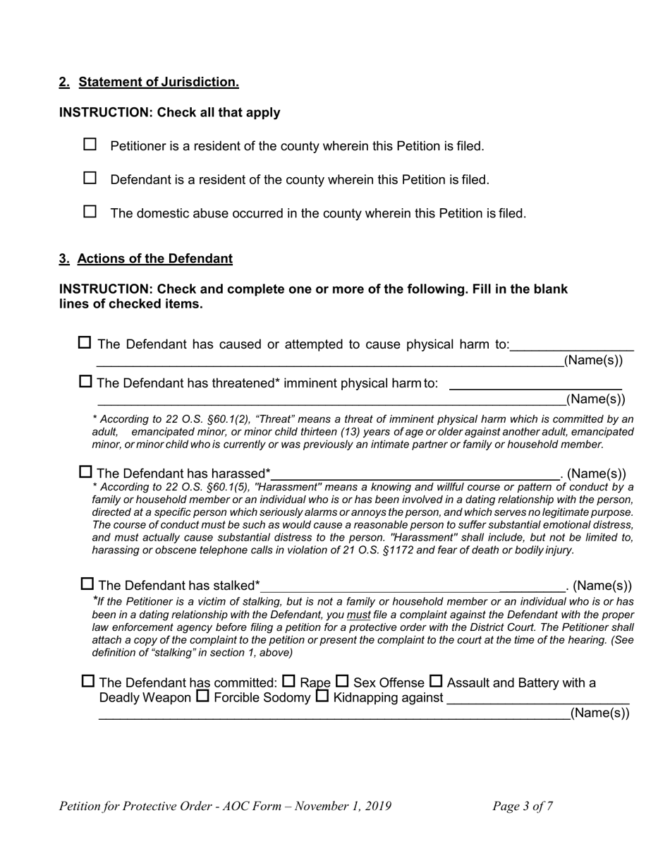 Oklahoma Petition for Protective Order - Fill Out, Sign Online and ...