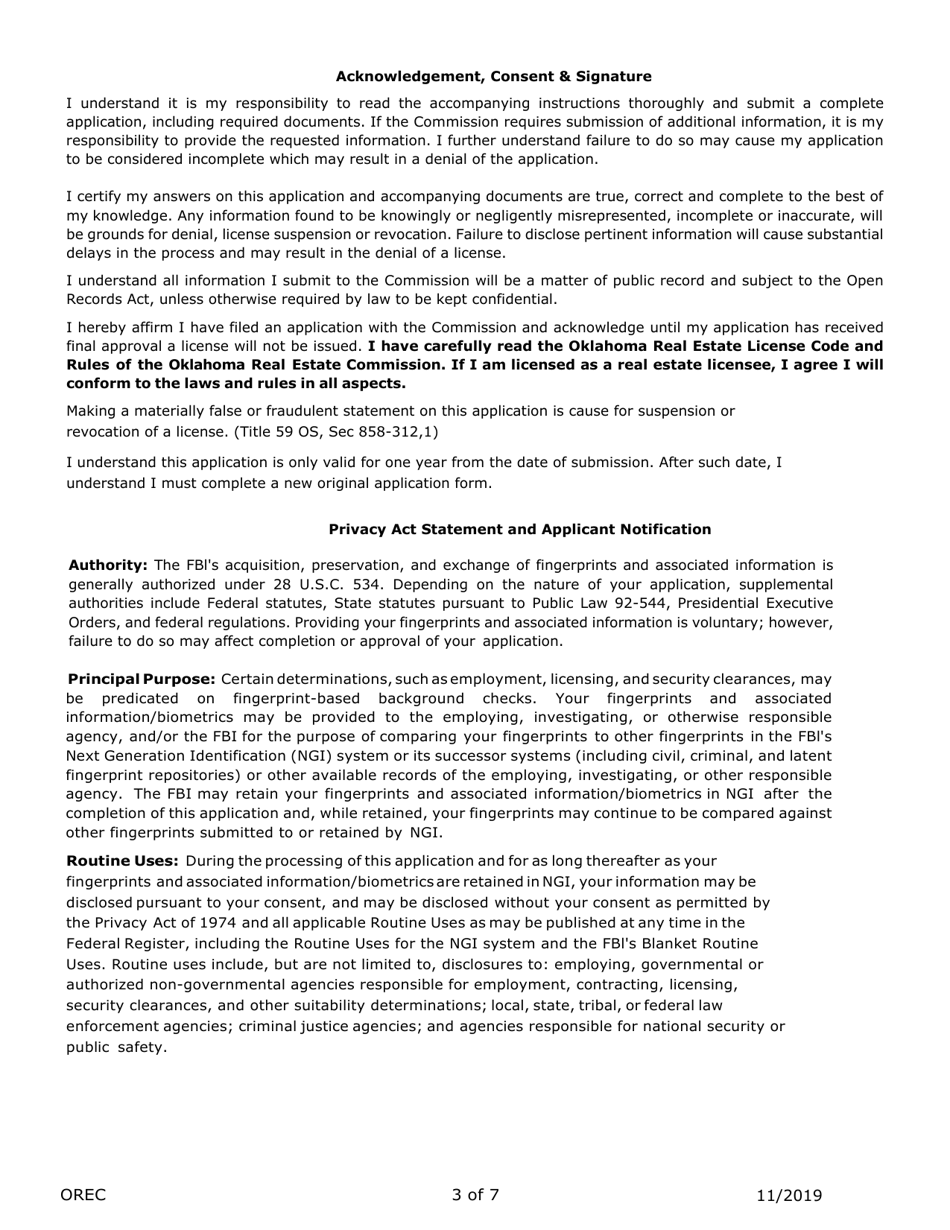 Oklahoma Application for Real Estate License Fill Out, Sign Online