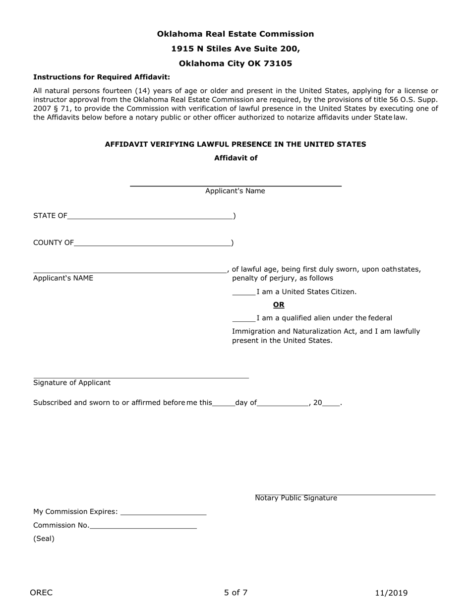 Oklahoma Application for Real Estate License Fill Out, Sign Online