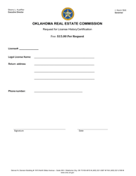 Request for License History Certification - Oklahoma