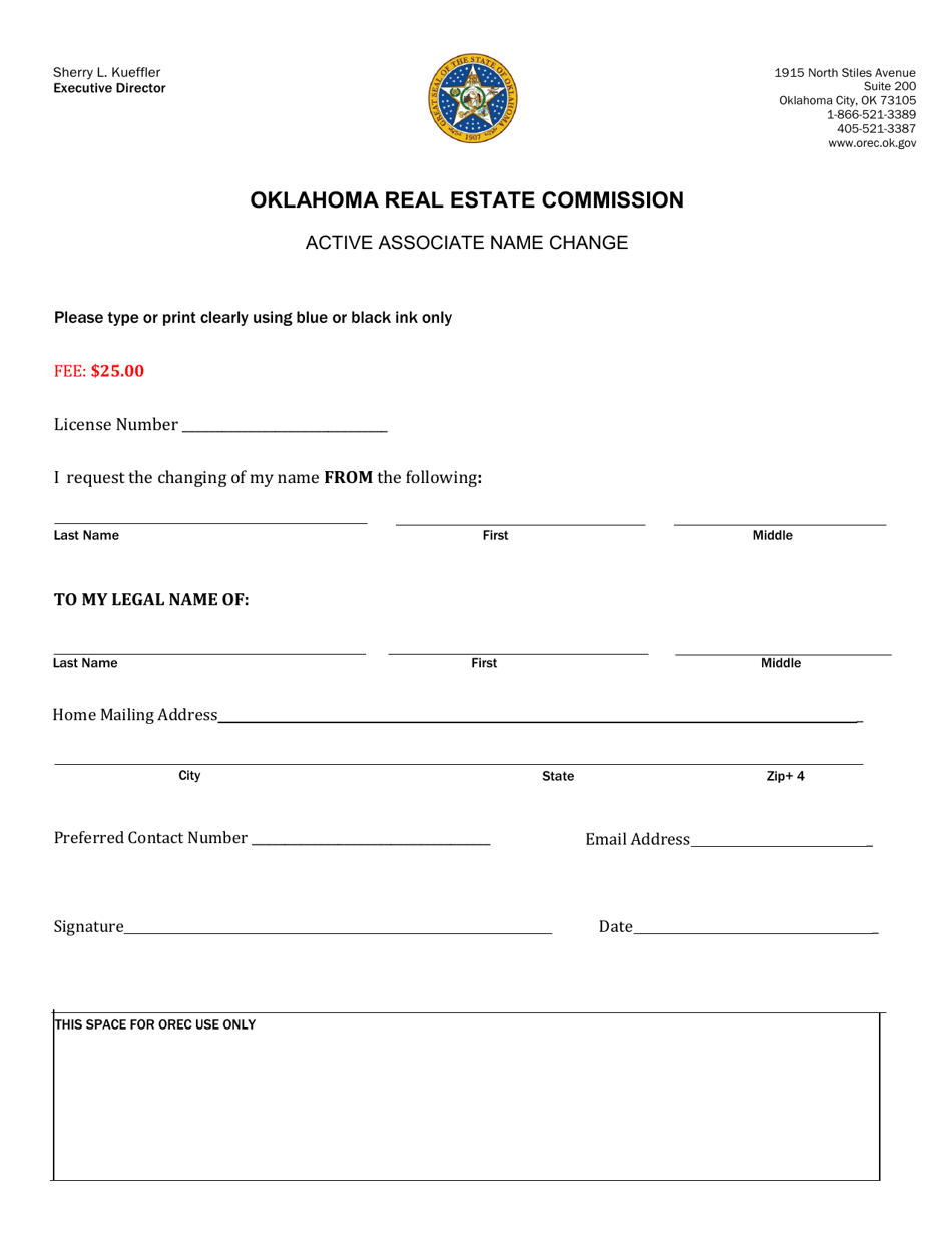 Active Associate Name Change - Oklahoma, Page 1