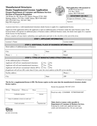 Form 440-2963 &quot;Manufactured Structures Dealer Supplemental License Application&quot; - Oregon