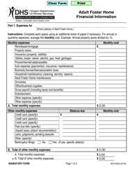 Document preview: Form APD0448A Adult Foster Home Financial Information - Oregon