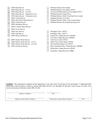 Fire Certification Reinstatement Form - Oregon, Page 2