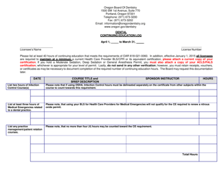 Dental Continuing Education Log - Oregon