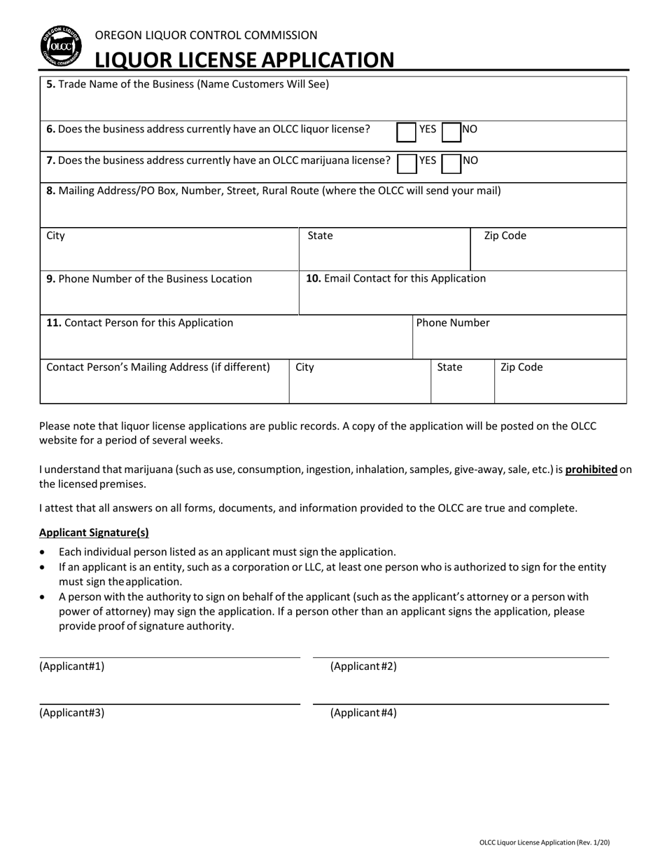 Liquor License Application - Oregon, Page 3